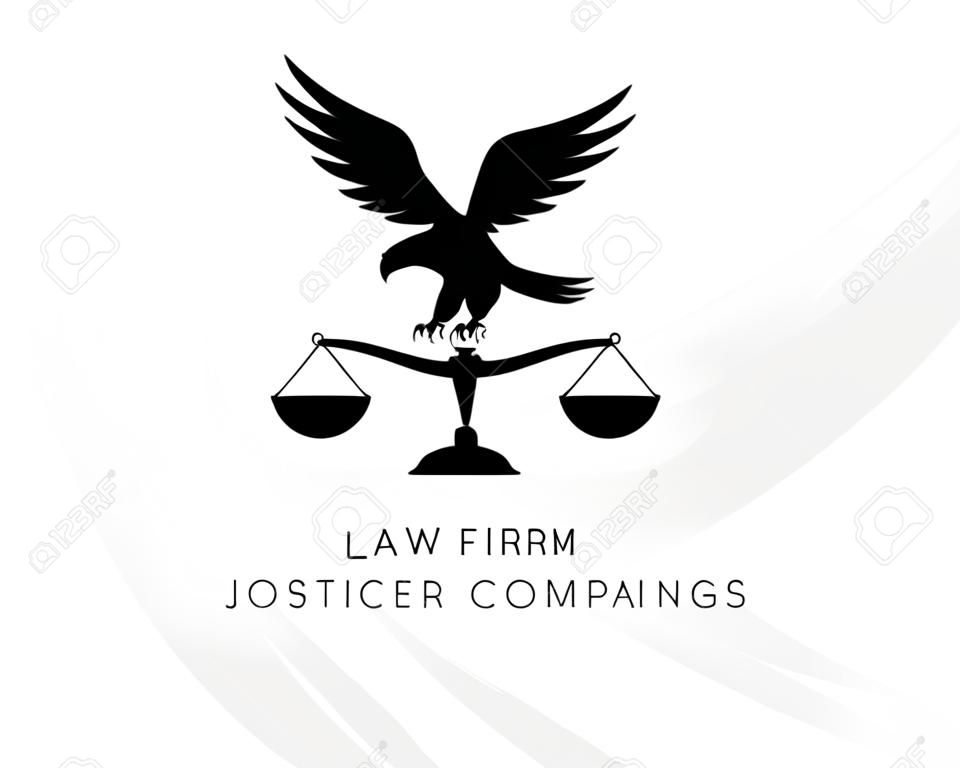 Eagle with balance. Law firm logo template. Concept for legal firms, notary offices or justice companies