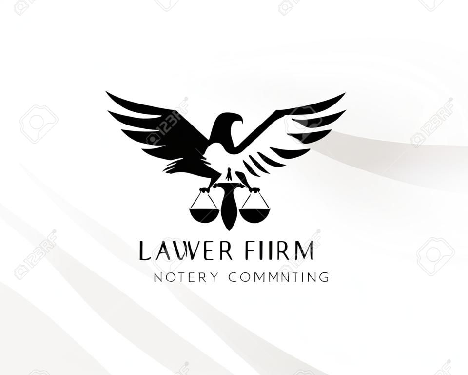 Eagle with balance. Law firm logo template. Concept for legal firms, notary offices or justice companies