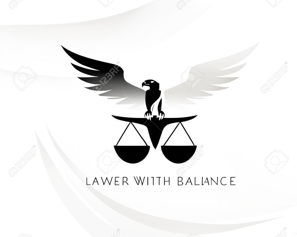Águila con equilibrio Plantilla de logotipo de firma de abogados. Concepto para firmas legales, notarías o compañías de justicia