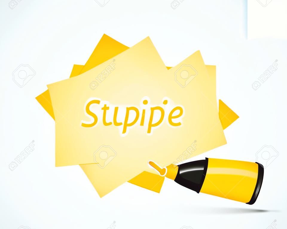 Text box with pen marker. Yellow color frame with copy space. Vector illustration in realistic style.
