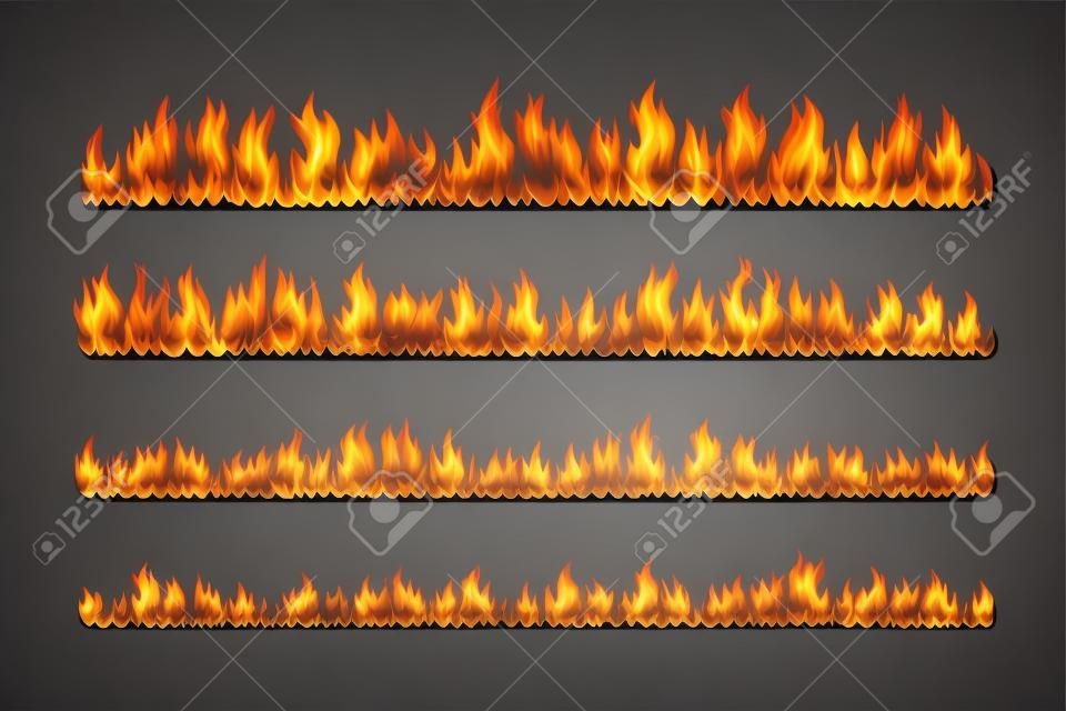 Fire Design collection in Horizontal dividers set Vector illustration