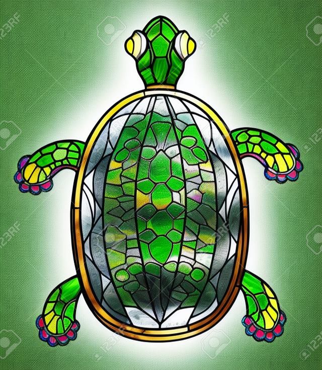 Fancy śmieszne żółw rysowane w stylu barwionego szkła