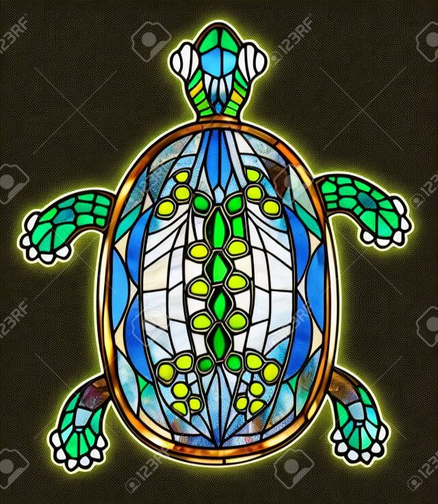 Fancy śmieszne żółw rysowane w stylu barwionego szkła