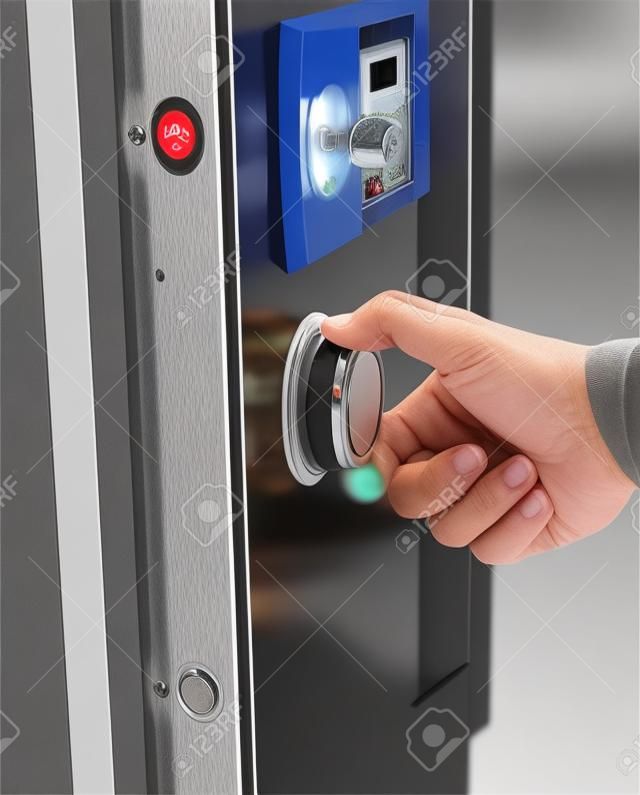 Open door of safe box with digital lock