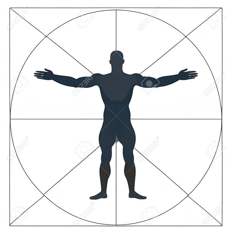 Homme de Vitruve, silhouette. la forme moderne, illustration vectorielle
