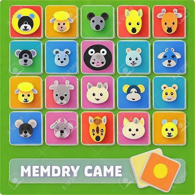 Gra pamięciowa dla dzieci, karty z uroczymi zwierzętami