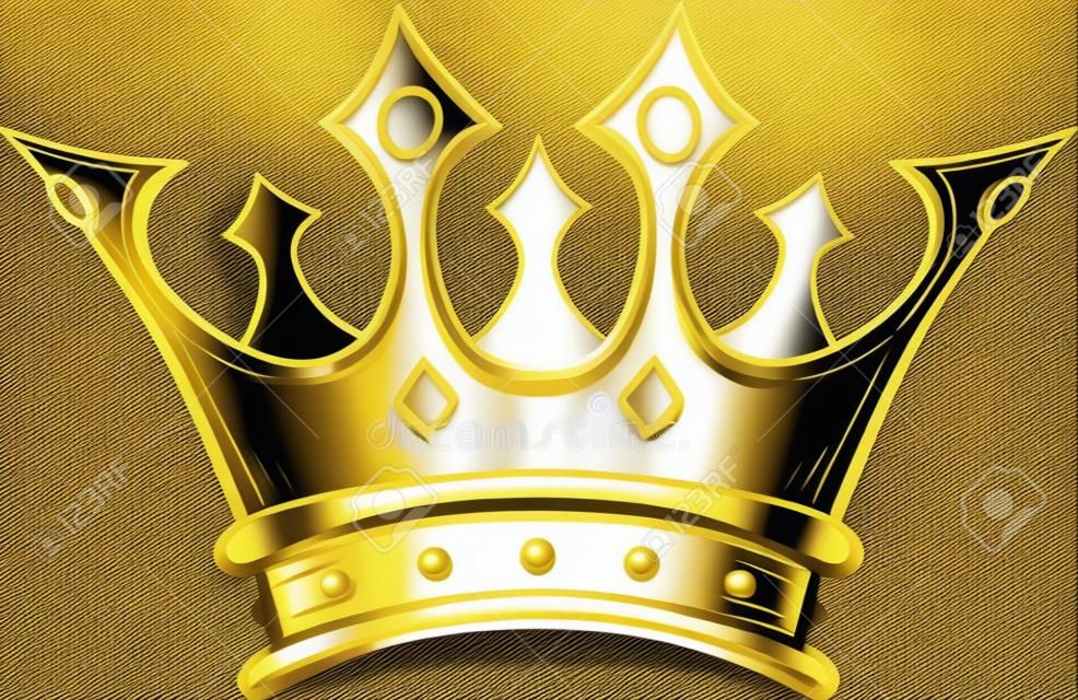 Golden king crown. Hand drawn vector stock illustration. Black and white whiteboard drawing.