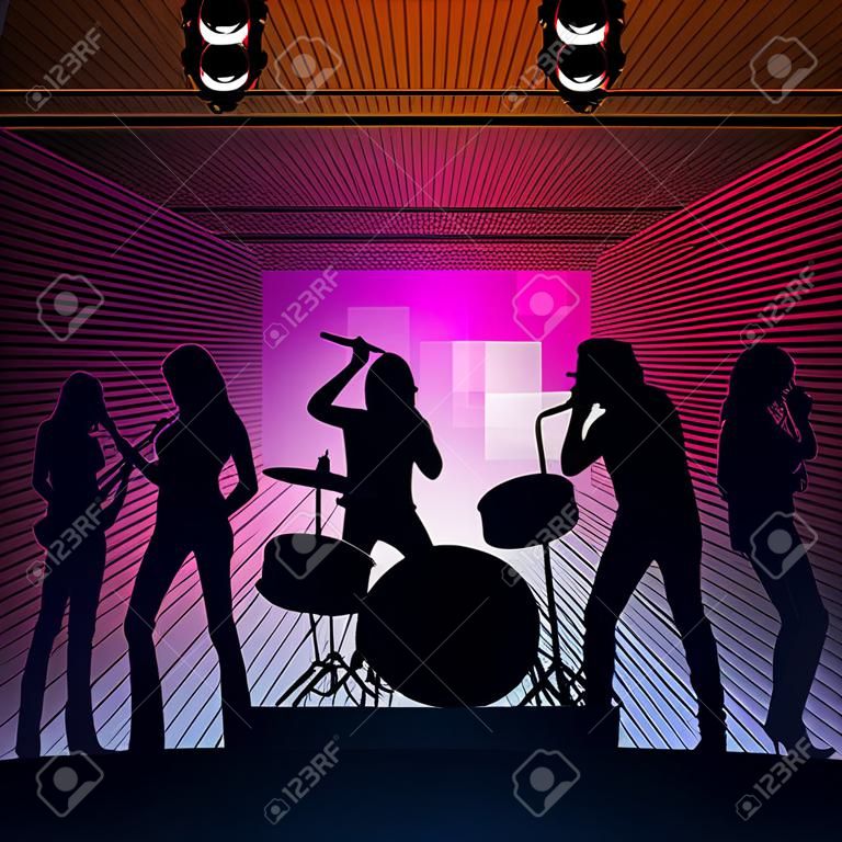 Rock Band vector Hintergrund mit Neonröhren