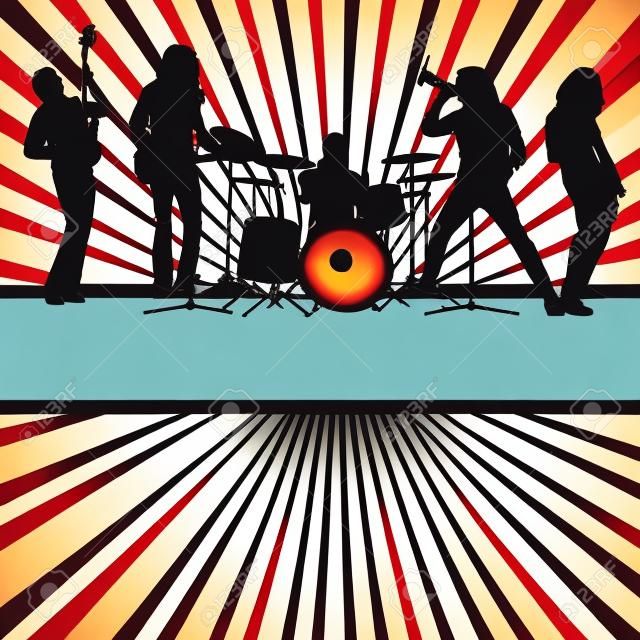 Rock concert band burst background vector for poster