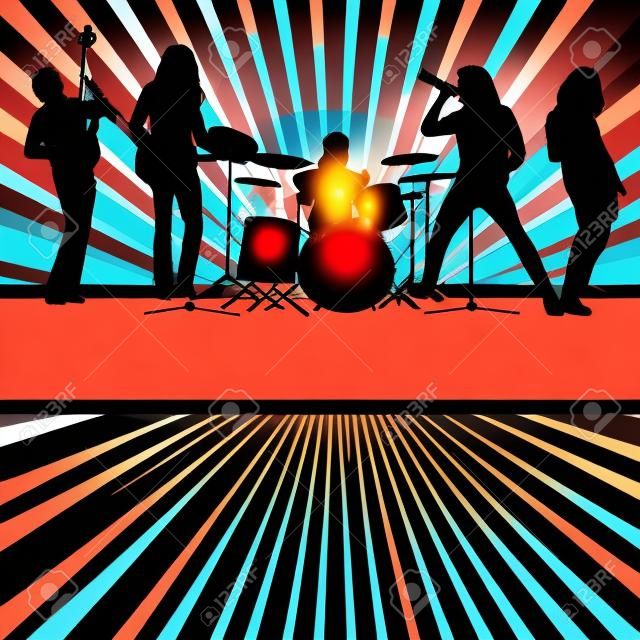 Rock concert band burst background vector for poster