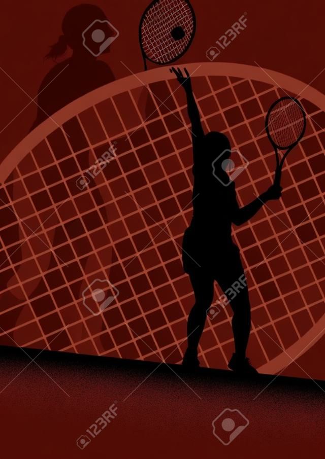 Tennis Spieler detaillierte Silhouetten Vektor Hintergrund Konzept