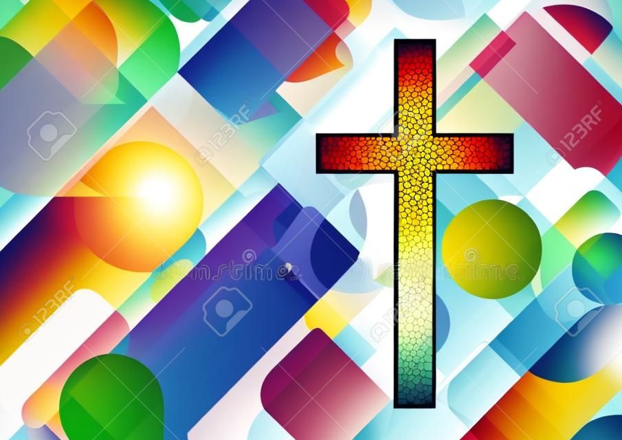 Christendom religie kruis mozaïek concept abstract achtergrond vector illustratie voor poster