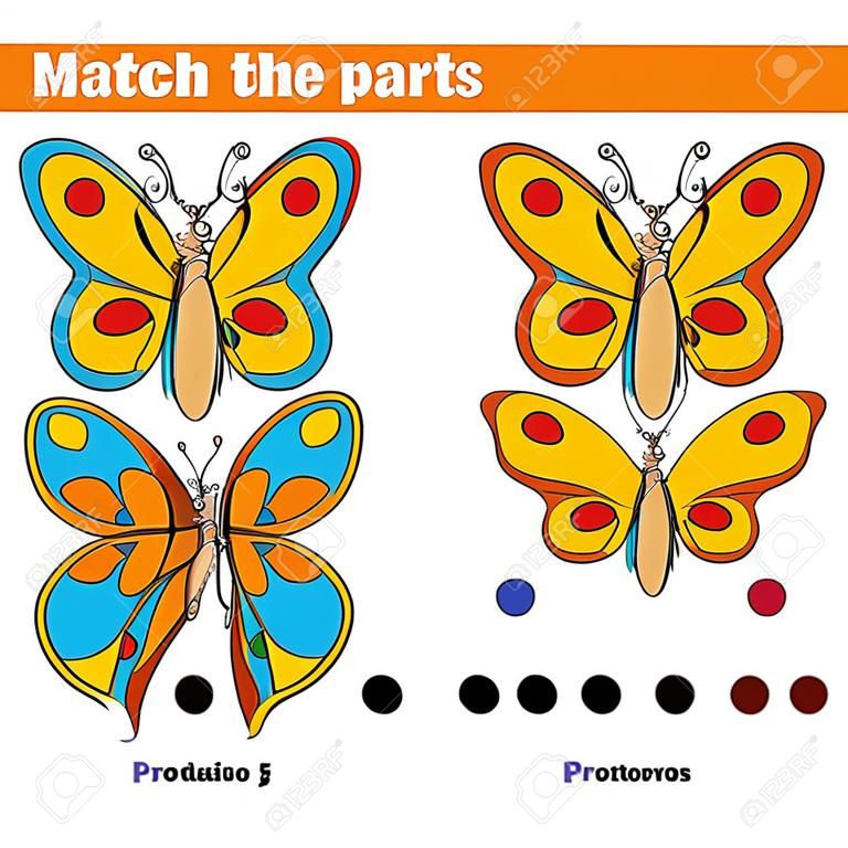 Matching-Spiel für Pre Schulalter. Wer passt zu den Schmetterling Teile Vektor-Illustration