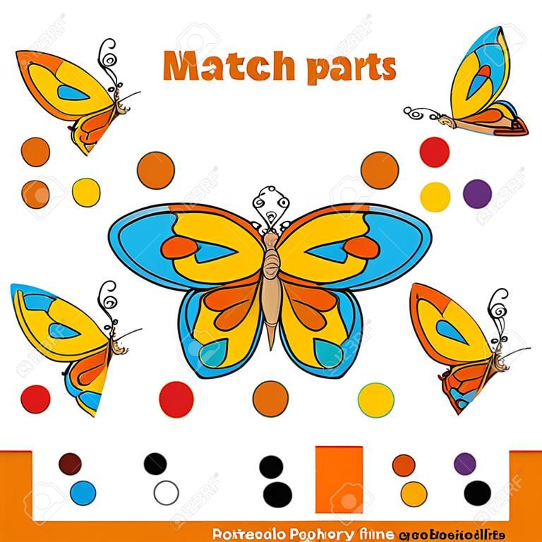 前の学校年齢のためのマッチング ゲーム。蝶の部分のベクトル図に一致します。