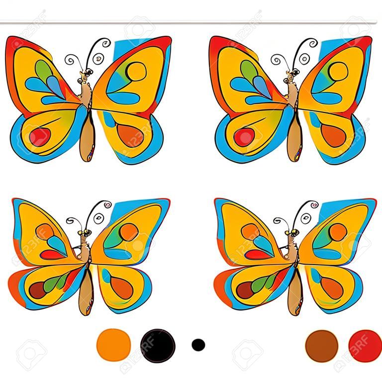 前の学校年齢のためのマッチング ゲーム。蝶の部分のベクトル図に一致します。