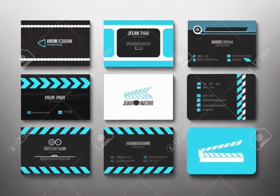 創造的なビジネス カードのベクトルを設定します。映画、フィルム メーカー、生産者のためのカード