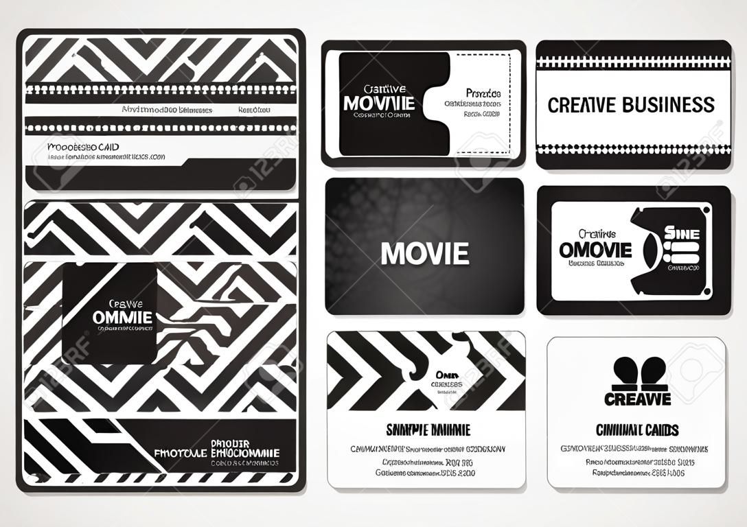 Vector conjunto de tarjetas de visita creativas. Tarjetas de película, director de cine, productor
