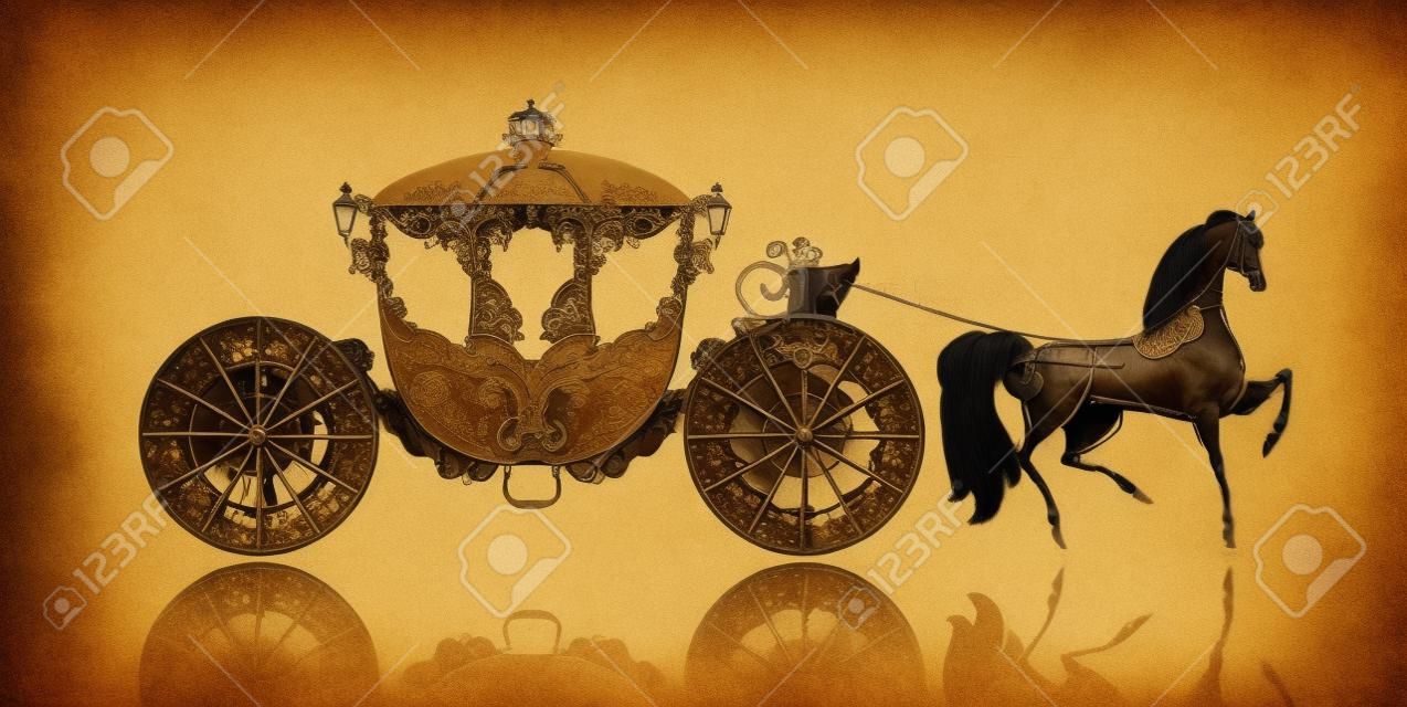 старинная карета с лошадью