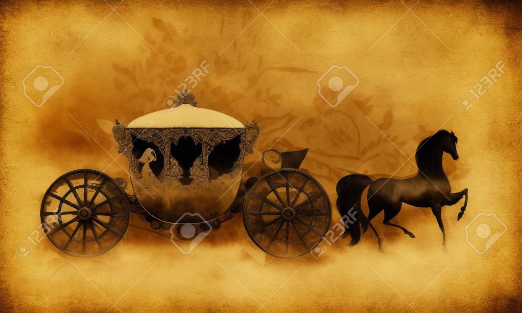 carrozza d'epoca con cavalli grunge