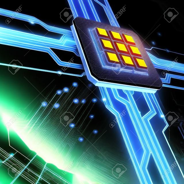 中央処理装置。プロセッサ （マイクロ チップ） 相互接続の受信と送信の情報をご利用いただけます。技術と将来のコンセプトです。