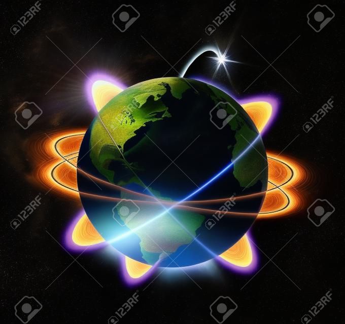 环绕着光环的行星地球