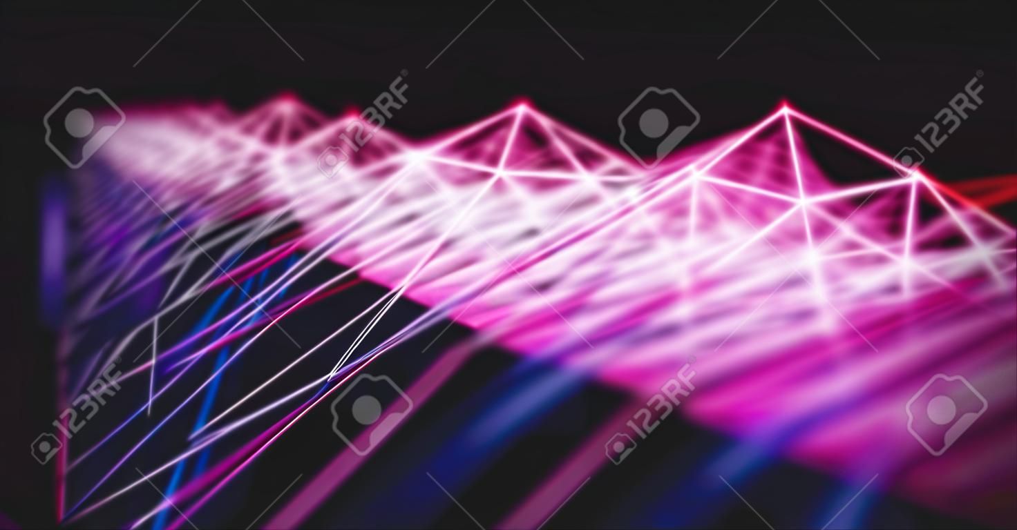 Ilustração 3D, imagem conceitual. Malha gravada representando conexões de internet na computação em nuvem.