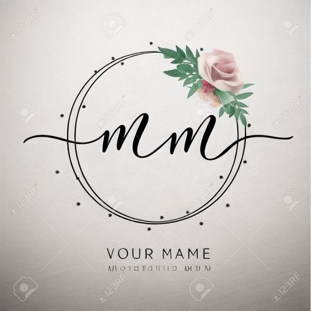 Wedding Initial MM Monogram and Elegant Logo Design, with Floral and  Botanical Elements Stock Vector - Illustration of brush, circle: 214293806