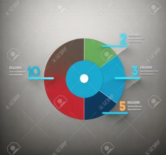 Redondo, círculo diagrama, gráfico. Simplemente el color editable. Infografía elementos.