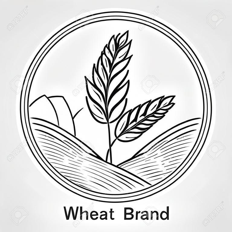 Plantilla de trigo agrícola espigas de trigo en una ilustración de vector de círculo