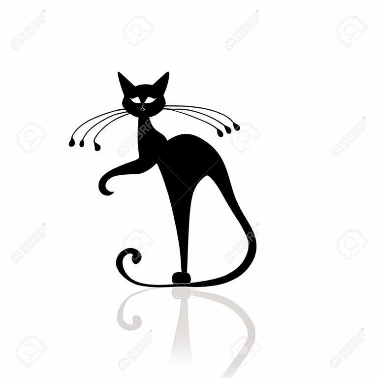 Silueta de gato negro para su diseño