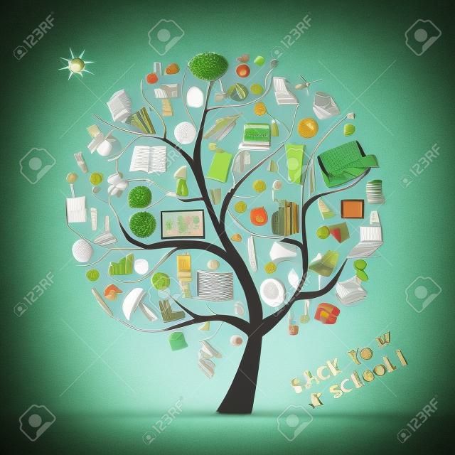 Tree of knowledge, concept of school for your design