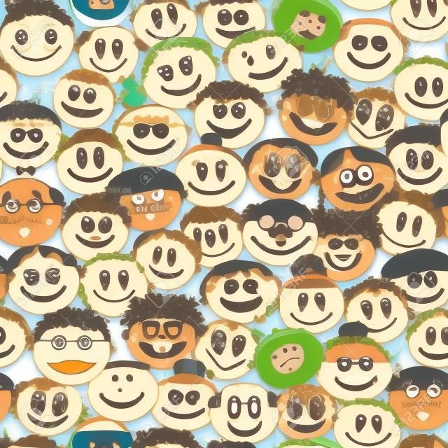 Crowd of funny peoples, seamless background for your design
