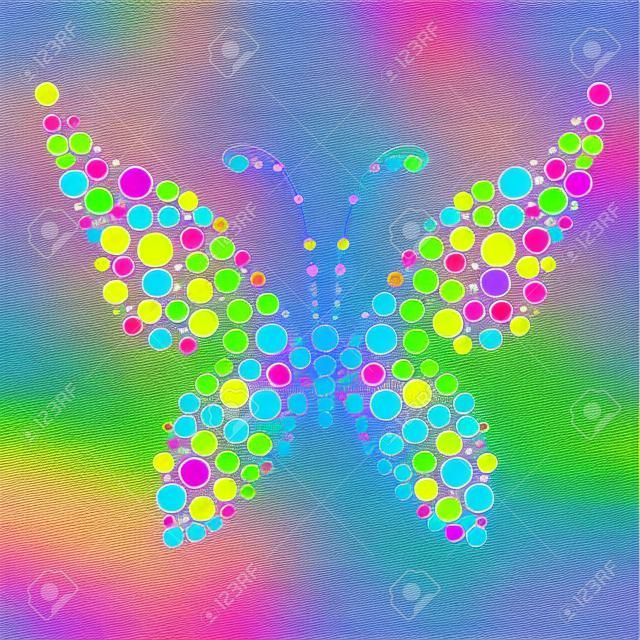 ドット、蝶の形であなたのデザインのための虹の色