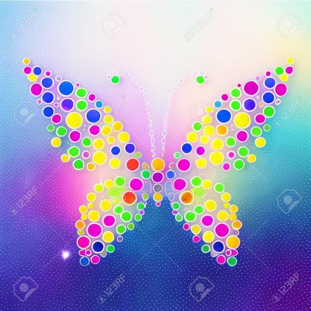 點中的蝴蝶，彩虹色造型為您的設計
