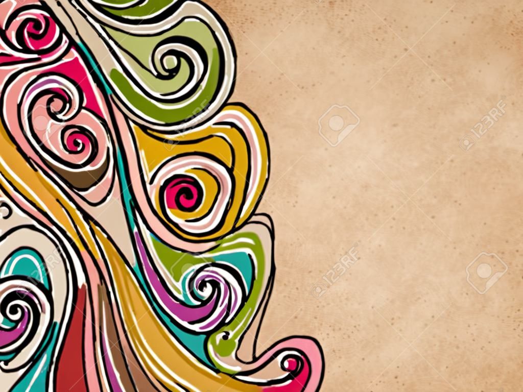 Wave hand drawn pattern for your design, abstract grunge background