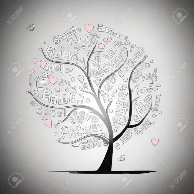 Famille croquis d'arbre pour votre conception