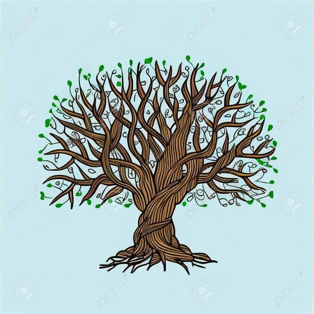 Grote boom met wortels voor uw ontwerp. Vector illustratie