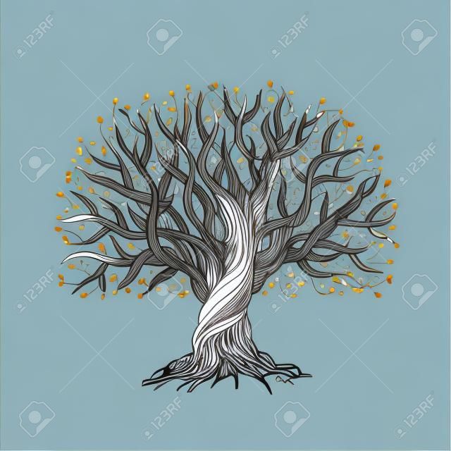 Big tree with roots for your design. Vector illustration