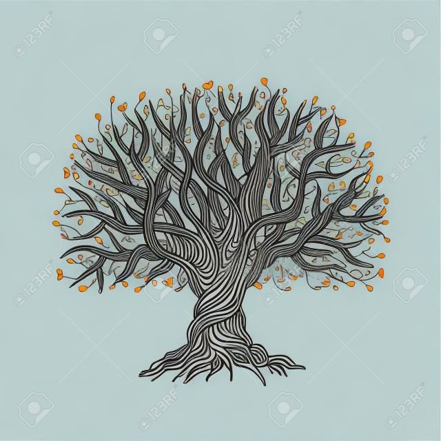 Grote boom met wortels voor uw ontwerp. Vector illustratie