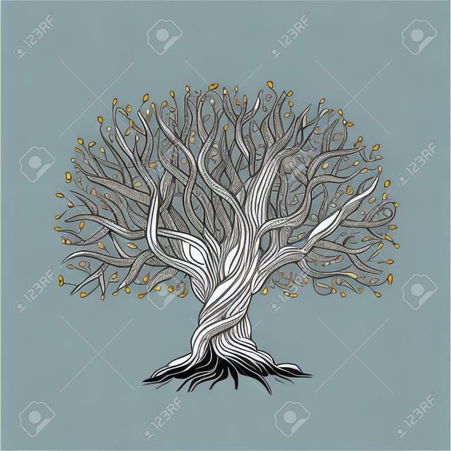 Big tree with roots for your design. Vector illustration