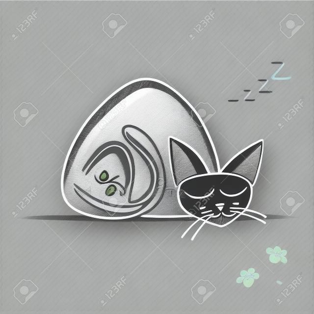 Cute sleeping cat, sketch for your design. Vector illustration