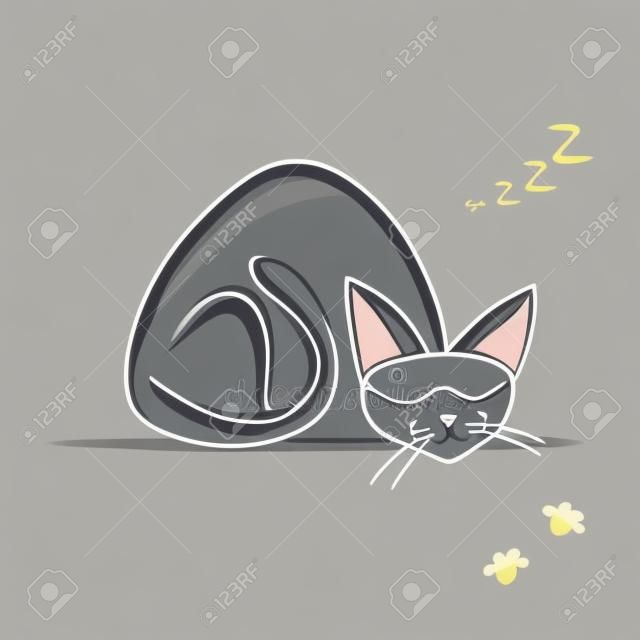 Cute sleeping cat, sketch for your design. Vector illustration