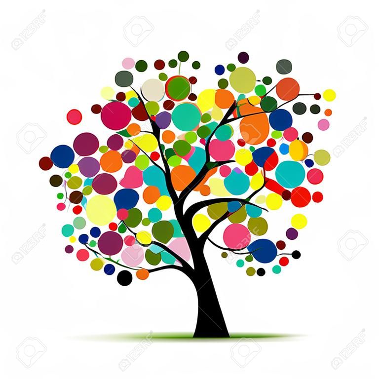 árbol colorido abstracto para su diseño