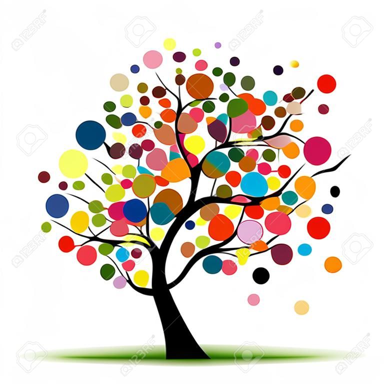 árbol colorido abstracto para su diseño