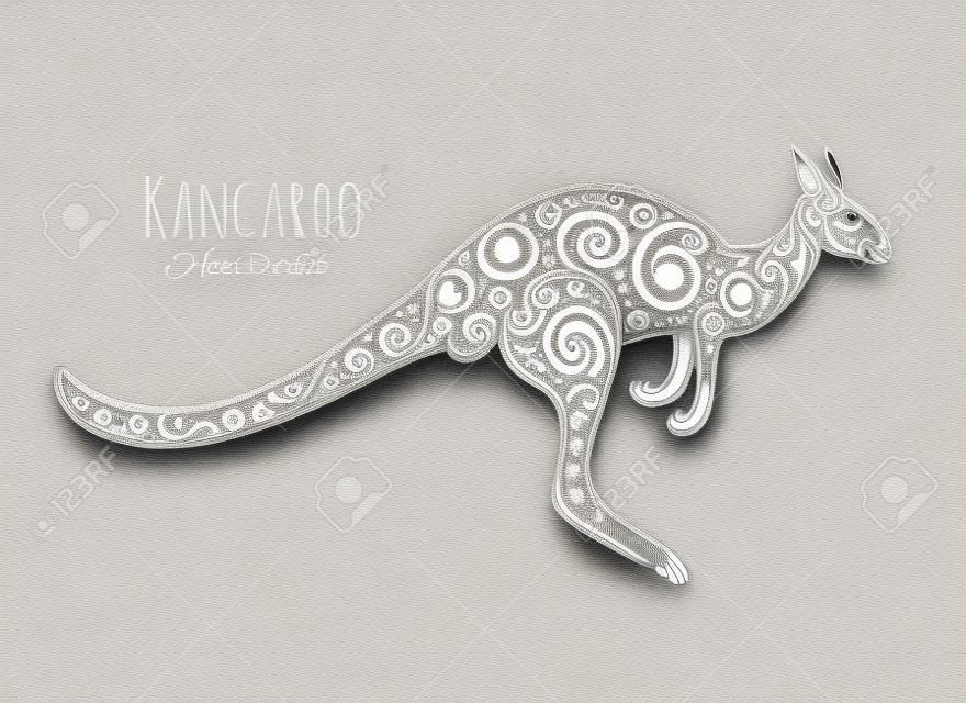 Ornate kangaroo, sketch for your design.