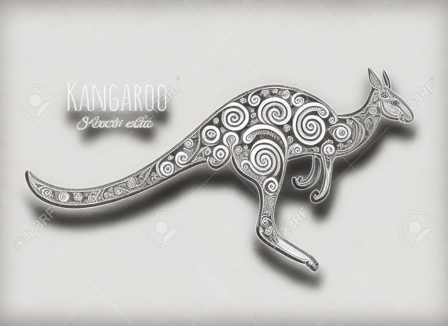 Ornate kangoeroe, schets voor uw ontwerp.