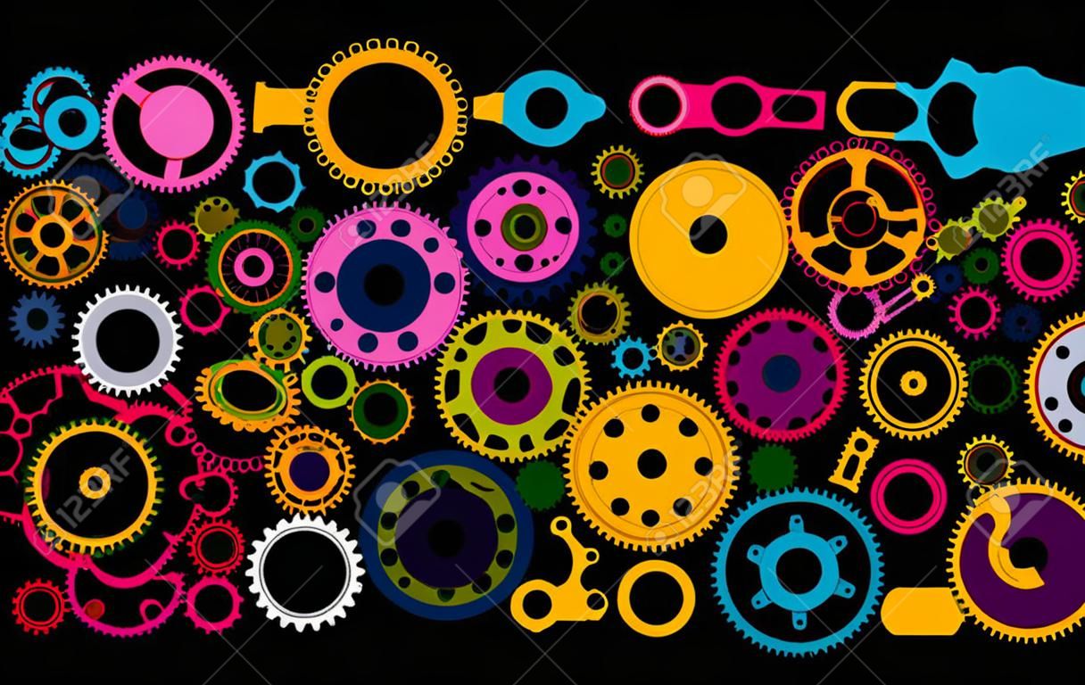 Auto spare parts and gears, background for your design. Vector illustration