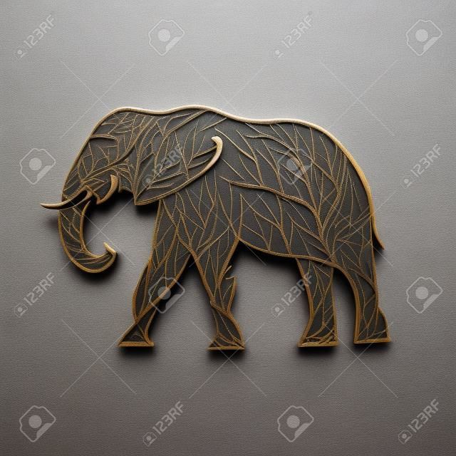 Elephant shape made from tree branches
