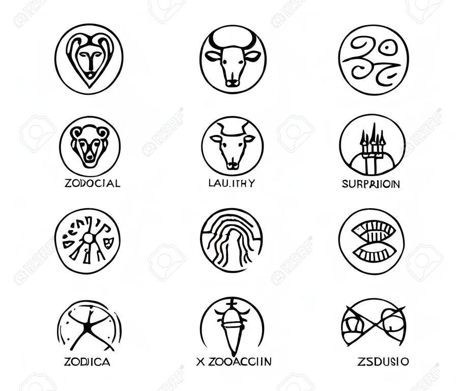 Zodiacal set with astrology signs for your design