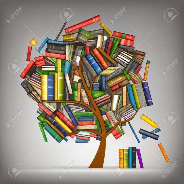 Library tree with books for your design